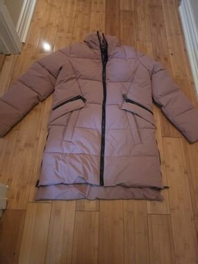 DKNY Dusty Mauve Quilted Puffer Coat